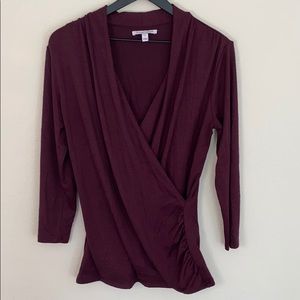 Wine-Colored Three Quarter Sleeve Blouse